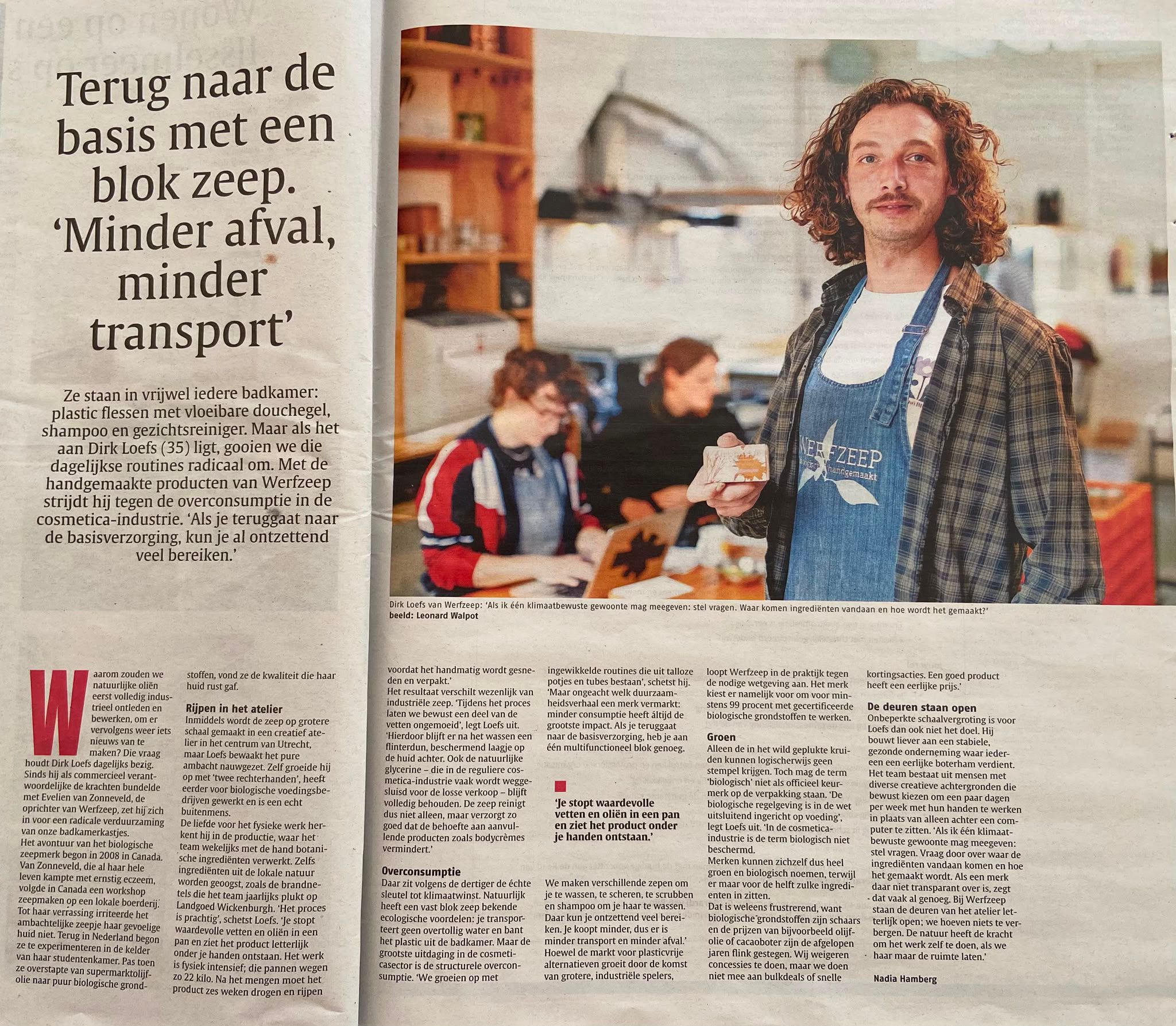 Werfzeep in het Nederlands Dagblad
