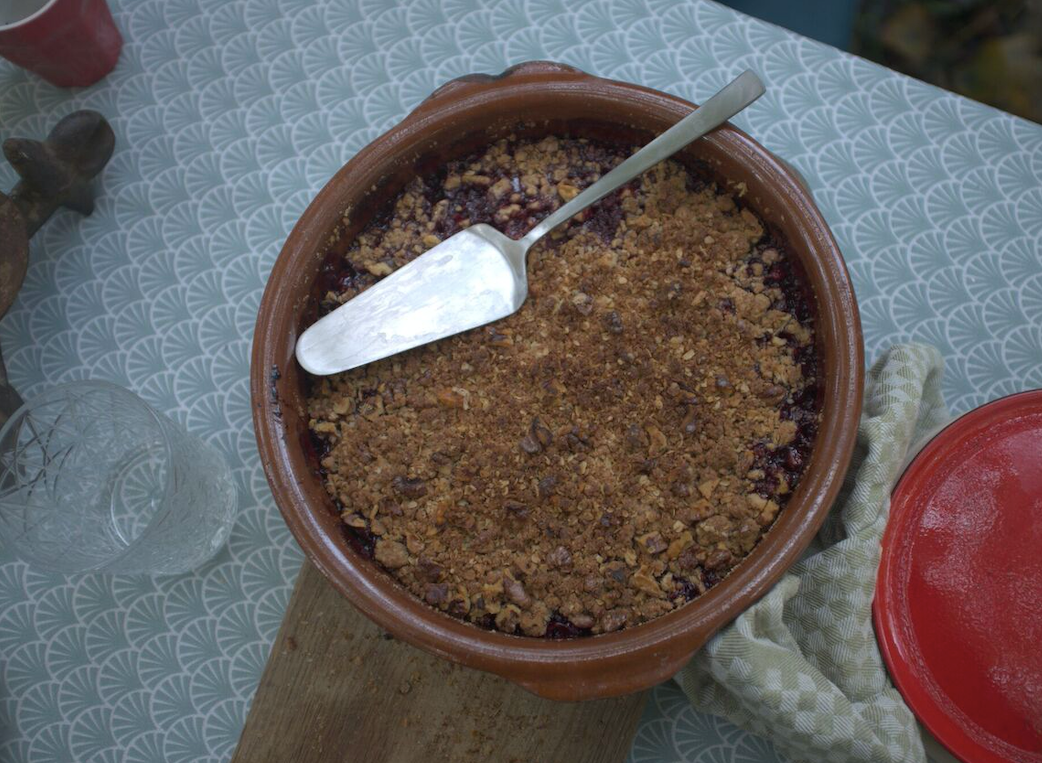 Werfzeep wildplukwandeling vegan bramencrumble recept